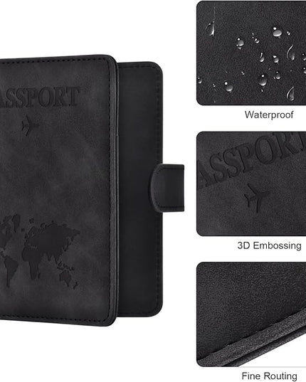Eoehro Passport Holder for Travel Essentials, Passport Wallet Cover Case for Travel Must Haves Accessories,Passport Book Holders for Women and Men(black)