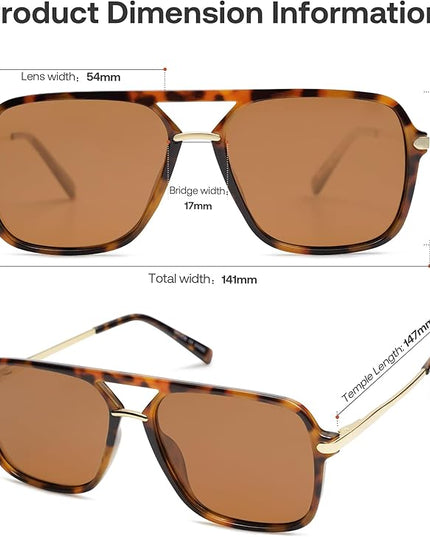 SOJOS Sunglasses for Women & Men, Square, Retro, Polarized Lens, Trendy Aviator, 90s Shades