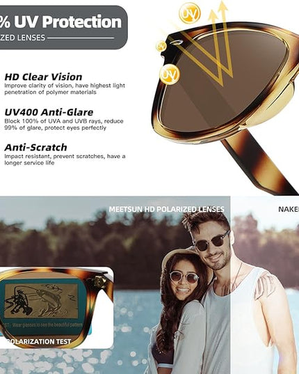 MEETSUN Polarized Sunglasses for Women Men Classic Retro Square Frame Driving Sun Glasses UV Protection