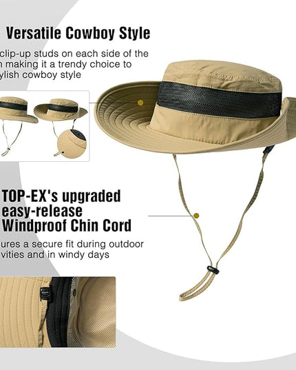 Oversized XL XXL Waterproof Sun Hat for Big Heads Mesh Bucket Hat Wide Brim Adjustable Packable Hiking Beach Fishing