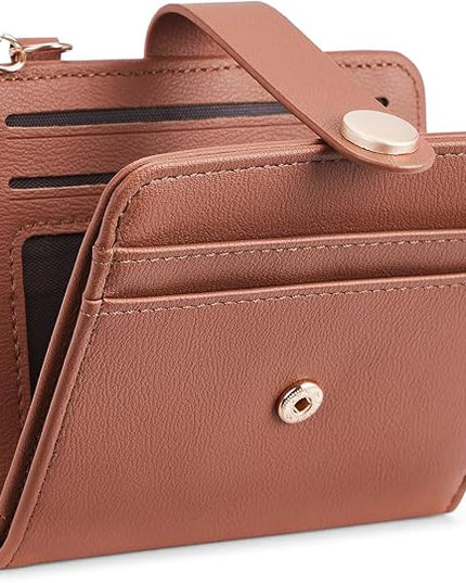 POIUGOYA Slim Wallet for Women,RFID Blocking Bifold Credit Card Holder with Zipper Coin Pocket,ID Window,Keychain