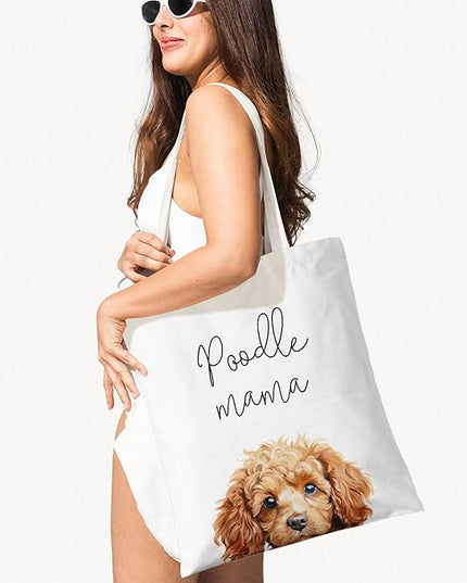 Dog Mama Canvas Tote Bag for Women, Dogs Lover Gift for Dog Mom, Birthday Christmas Cute Rottweiler Gifts For Women.