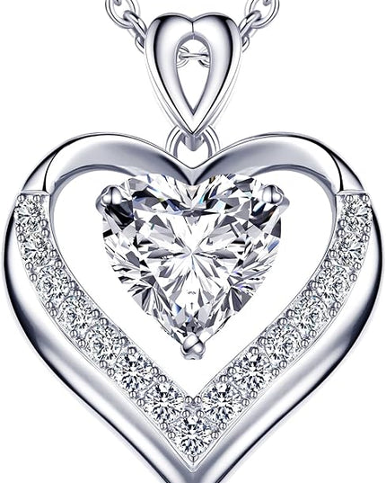 Beam & Bask 2-3 Ct Moissanite Double Heart Pendant Necklaces for Wife, 18K Gold Plated S925 Silver Jewelry for Women Girlfriend Mom Her on Anniversary Birthday