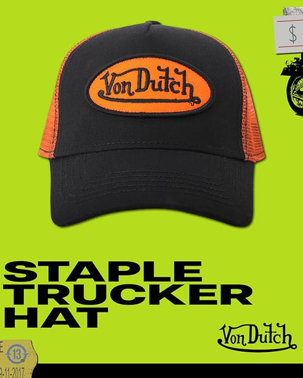 Von Dutch Unisex Trucker Hat - Curved Bill Mesh Back Retro Classic Adjustable Snapback Baseball Cap for Men and Women