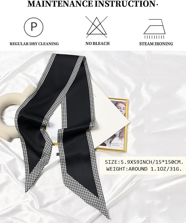 Head Scarf Purse Handle Neck Satin Hair Scarfs For Bag Lightweight Silky Long Thin Women's Fashion Scarves 59 * 5.9”