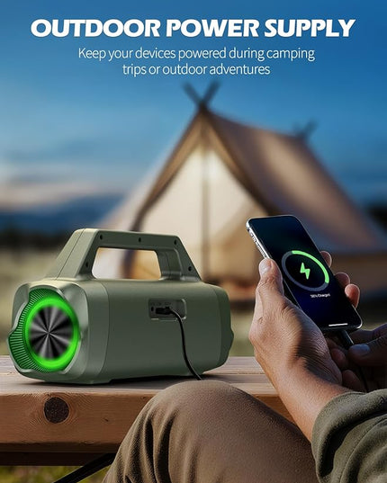 Speakers Bluetooth Wireless, 80W Peak Loud Outdoor Speaker with Bass, 20H Playtime, IPX6 Waterproof, TWS，BT5.3, Portable for Camping Hiking Boating Pool Beach, Olive Green