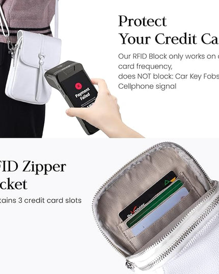 befen Genuine Leather Small Crossbody Bags for Women, Multi Pocket Cell Phone Crossbody Purse with RFID Blocking Card Slots
