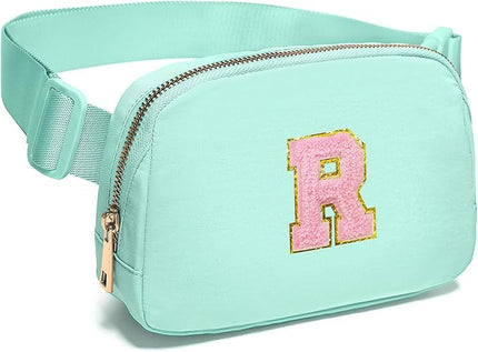 Gitus Belt Bag Fanny Pack Crossbody Bags with Initial Letter Patch Cute Stuff Birthday Gifts for Teenager Girls Trendy Preppy Stuff for Teen Girls Cool Stuff for Teens (Mint Green-R)