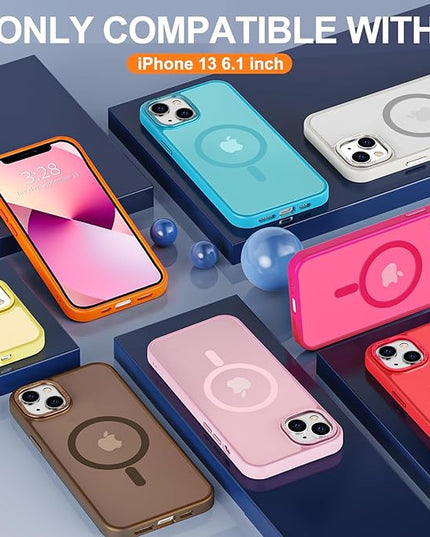 Hython Case for iPhone 13 Case Magnetic Translucent Matte Phone Cases 6.1" [Compatible with MagSafe] Thin Slim Fit Shockproof Bumper Hard Protective Cover for Women Men Girls, Frosted Cream White