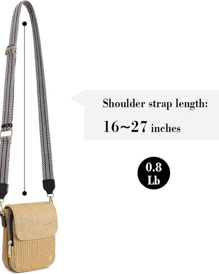 Haytijoe Straw Crossbody Bags for Women Small Summer Purse Woven RFID Cross Body Phone Wallet for Beach Hawaiian Travel Gifts
