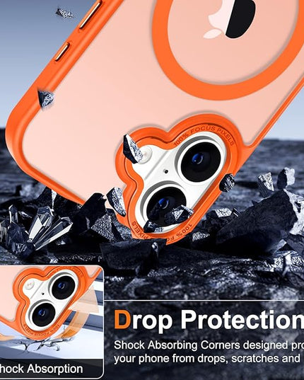 Hython Case for iPhone 17 Case Magnetic Translucent Matte Phone Cases 6.3" [Compatible with MagSafe] Thin Slim Fit Shockproof Bumper Hard Protective Cover for Women Men Girls, Frosted Orange