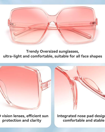 Dollger Oversized Square Sunglasses for Women Big Large Wide Fashion Shades for Men UV Protection Unisex
