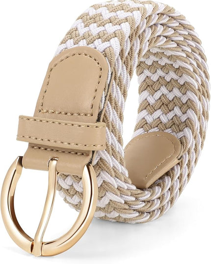 JASGOOD Women Men Braided Woven Elastic Stretch Belt Golf Canvas Casual Belt for Jeans Pants