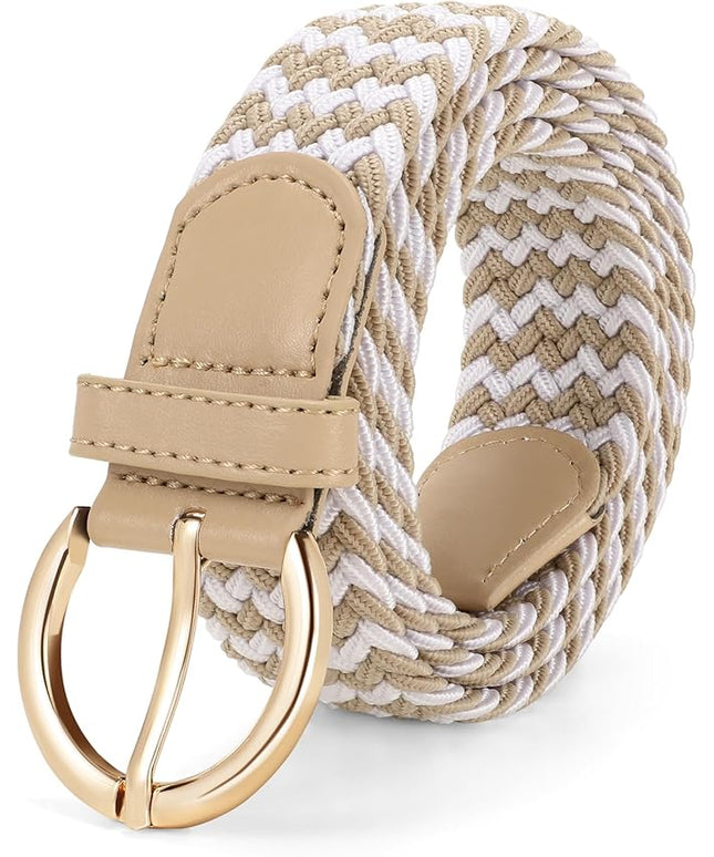 JASGOOD Women Men Braided Woven Elastic Stretch Belt Golf Canvas Casual Belt for Jeans Pants