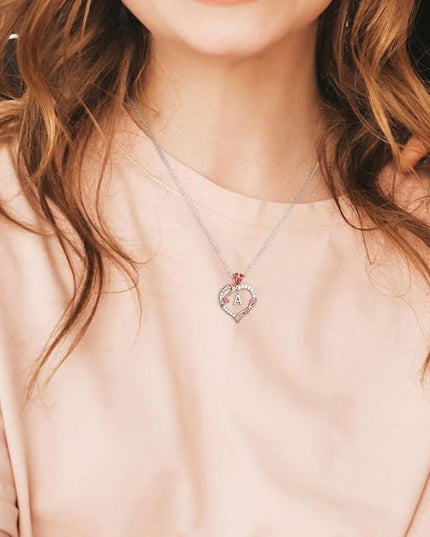 Iefil Christmas Gifts for Women Wife - 925 Sterling Silver Heart Initial Necklace, Anniversary Birthday Gifts for Women, Jewelry Gift for Wife Girlfriend Mom