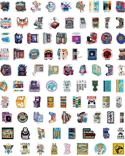 100Pcs Video Game Stickers, Multicolor Vinyl Waterproof Gaming Stickers for Boys, Teens, Men, Adults