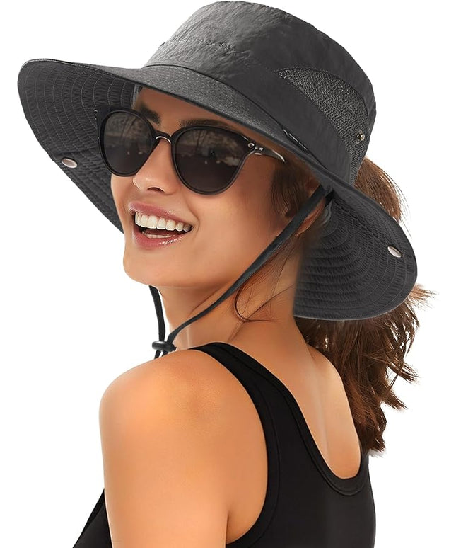 FURTALK Womens Sun Hat with Ponytail Hole Beach Hiking Summer Wide Brim UPF 80+ Outdoor Protection Foldable Bucket Hat
