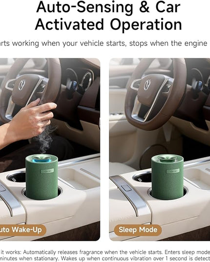 Waterless Cordless Essential Oil Aromatherapy Diffuser - Dual Home/Car Mode with Auto Start-Stop, Strong/Light Scent Adjustment, Air Freshener for Office, Car, Compatible with 5/10/15ml Bottles