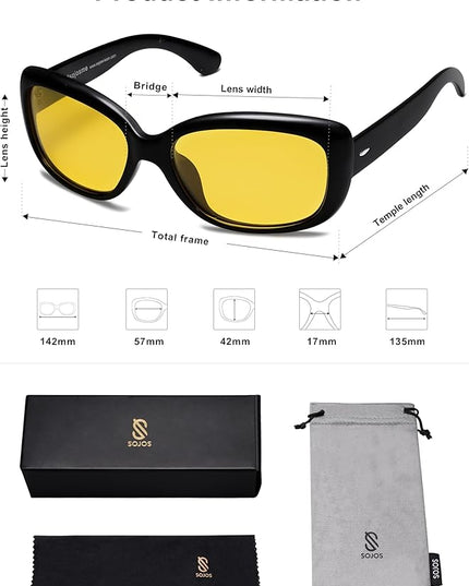 SOJOS Vintage Square Sunglasses for Women Polarized UV Protection Havana Frame SJ2111