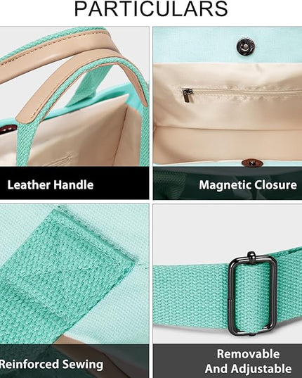 Canvas Tote Bag for Women Crossbody Work Purse with Pockets Top Handle Handbag Satchel Bags for Travel Nurse Teacher