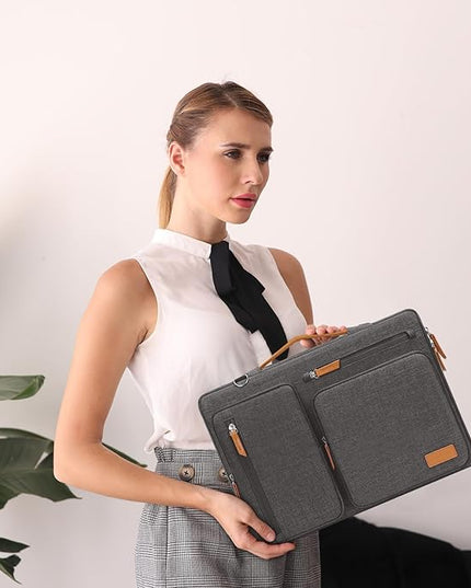 MOSISO 360 Protective Laptop Shoulder Bag,15 inch Computer Bag Compatible with MacBook Air M4 M3 M2/Pro A1990 A1707, Dell XPS Plus,Side Open Messenger Bag with 4 Zipper Pockets&Handle, Taupe Gray