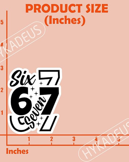 (3Pcs) Six Seven 67 Stickers Funny Gen Alpha Slang 6 7 Meme Vinyl Decals Waterproof for Laptop, Water Bottle, Phone Case, Tumbler, Helmet, Scrapbooking, 3" x 2.5"