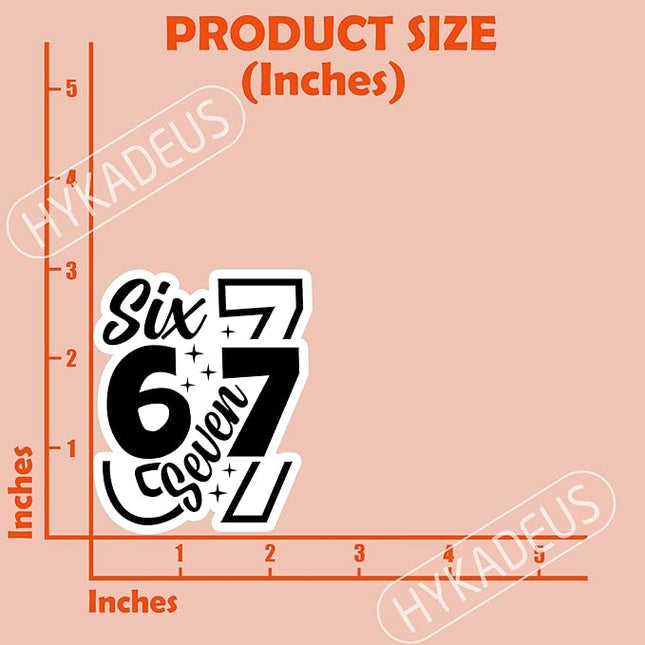 (3Pcs) Six Seven 67 Stickers Funny Gen Alpha Slang 6 7 Meme Vinyl Decals Waterproof for Laptop, Water Bottle, Phone Case, Tumbler, Helmet, Scrapbooking, 3" x 2.5"