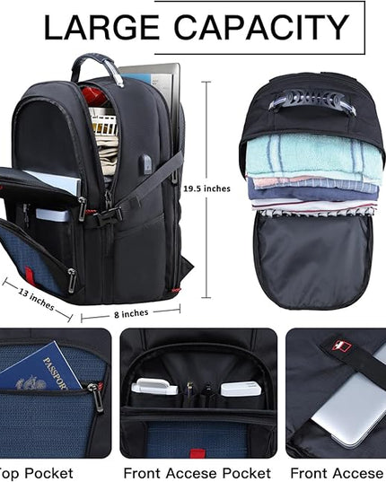 Extra Large Backpack, Travel Laptop Backpack, Sturdy TSA Water Resistant 17.3 Inch Backpacks with USB Port, Anti Theft Business Computer Backpacks Gifts for Men Women, Blue
