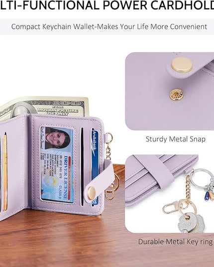 POIUGOYA Slim Wallet for Women,RFID Blocking Bifold Credit Card Holder with Zipper Coin Pocket,ID Window,Keychain