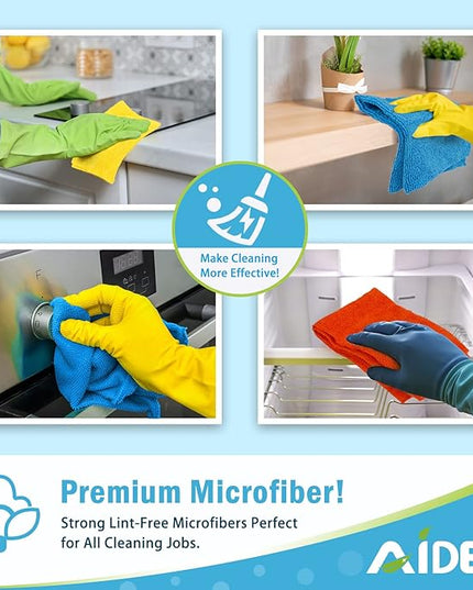 AIDEA Microfiber Cleaning Cloth 100PK, Soft Absorbent Rags, Microfiber Towels for Cars, Kitchen Towels, Dusting Cloth for Home, Window, Cleaning Supplies,12"×12"