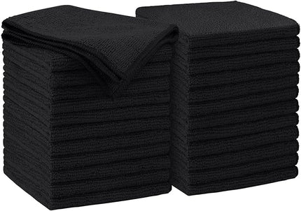 AIDEA Microfiber Cleaning Cloth Black 24PK, Microfiber Towels for Cars, Premium Car Cloths, Dusting Cloth Lint Free Cleaning Rags for SUVs, House, Kitchen, Window, Workshops,11.5×11.5"