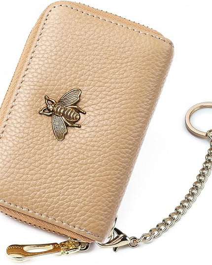 imeetu RFID Credit Card Holder, Small Leather Zipper Card Case Wallet for Women