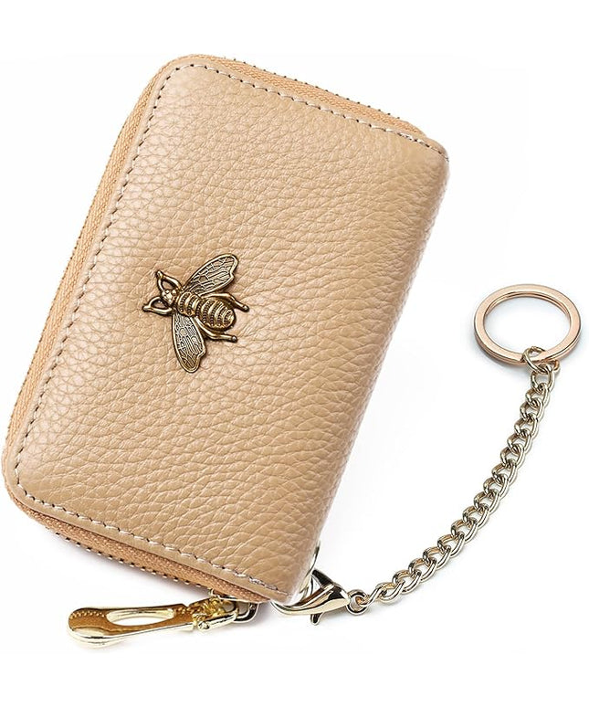 imeetu RFID Credit Card Holder, Small Leather Zipper Card Case Wallet for Women