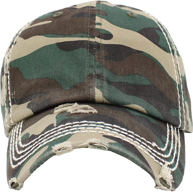 KBETHOS Vintage Washed Distressed Cotton Dad Hat Baseball Cap Adjustable Polo Trucker Unisex Style Headwear