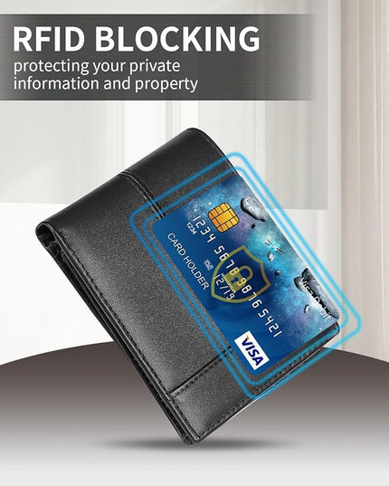 Swallowmall Leather Wallet for Mens Genuine Leather RFID Blocking Bifold Wallets with 1 ID Window 15 Card Slots