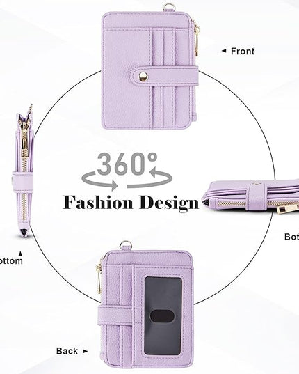 Keychain Wallet with Bracelet RFID Blocking Wristlet Credit Purse Card Holder, Silicone Bead Tassel Key Ring for Women