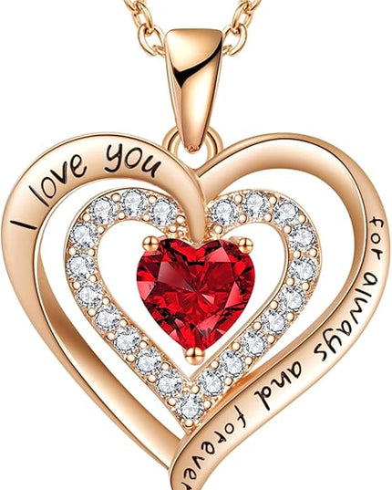 REDBEE Necklaces for Women Birthstone Heart Necklace Jewelry for Wife Girlfriend Woman Necklace