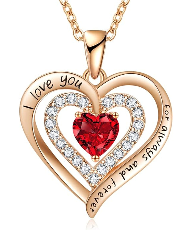 REDBEE Necklaces for Women Birthstone Heart Necklace Jewelry for Wife Girlfriend Woman Necklace