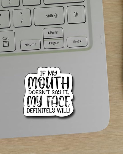 (3Pcs) If My Mouth Doesn't Say It My Face Definitely Will Sticker, Funny Motivational Vinyl Sayings Humorous Decal Decorate Laptop Phone Water Bottles Kindles Tumbler Waterproof Vinyl Sticker 3" Inch