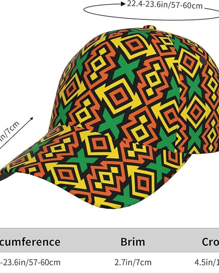 African Ethnic Tribal Style Baseball Cap for Men Women, Fashion Adjustable African Hat Casual Trucker Hats Sun Caps