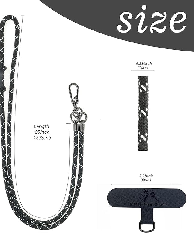 Phone Lanyard Universal Cell Phone Strap Crossbody Strap for iPhone Lanyard Around the Neck Extra Long Rope with Tether Tab for Men and Women (White on Black)