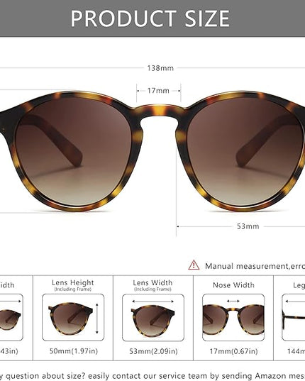 SUNGAIT Classic Vintage Round Polarized Sunglasses for Women Men Retro Style UV400