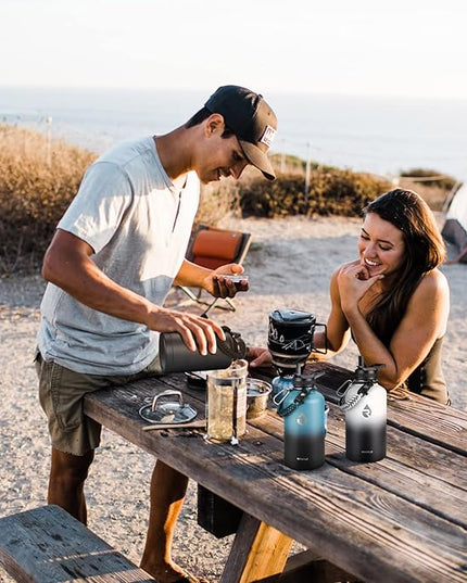 One Gallon Water Bottle Insulated, Triple Walled Vacuum Stainless Steel (Cold for 48 Hrs), Leak Proof & Non-BPA, Large Water Flask Jug with Paracord Handle & Straw Spout Lids
