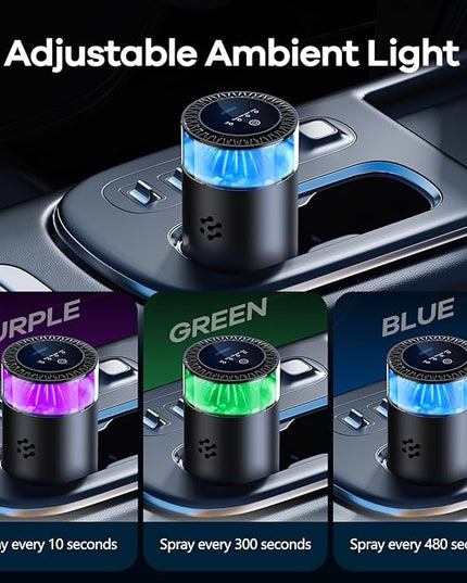 Smart Car Air Freshener, Automatic Car Air Freshener Diffuser with Ambient Light, Car Diffuser with 2 Essential Oil Box, Aromatizante Para Carro, Car Fresheners Long Lasting (2 Essential Oil Box)