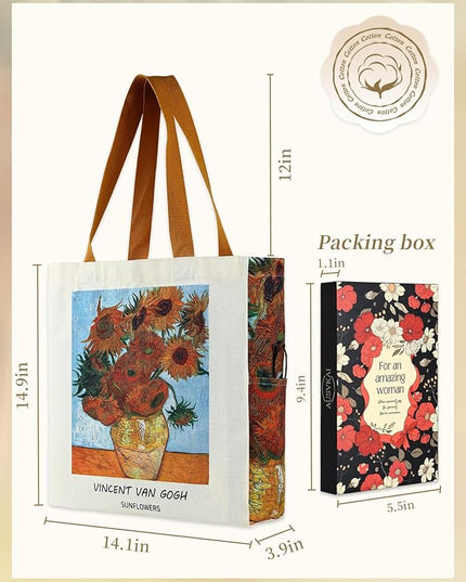 AUSVKAI Cute Canvas Tote Bag for Women, Reusable Designer Bags with Handles Pockets&Snaps for College Beach Everyday Grocery