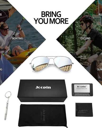 Joopin Polarized Metal Aviation Sunglasses Men, Classic Military Sun Glasses Women, Rectangle Shades UV400 Protection Costume