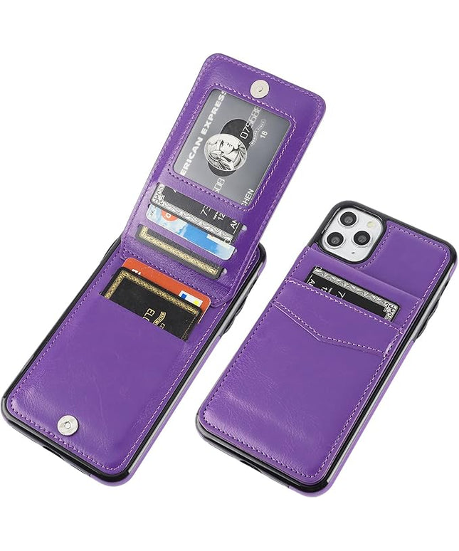 KIHUWEY Compatible with iPhone 11 Pro Max Case Wallet with Credit Card Holder, Premium Leather Magnetic Clasp Kickstand Heavy Duty Protective Cover for iPhone 11 Pro Max 6.7 Inch(Dark Purple)