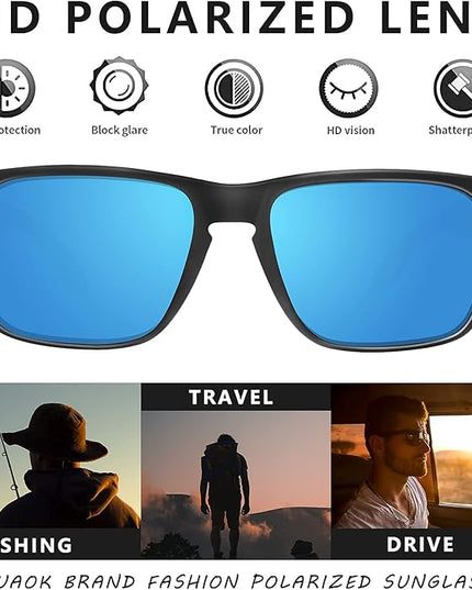 KUGUAOK Polarized Square Sunglasses For Men and Women Matte Finish Sun Glasses UV Protection Glasses