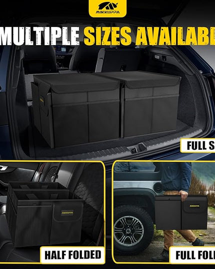 MIKKUPPA Car Trunk Organizer - 35L Collapsible Trunk Organizer with Lid, Sturdy Car Storage for SUV Auto Truck Van (Black, 2Pack)