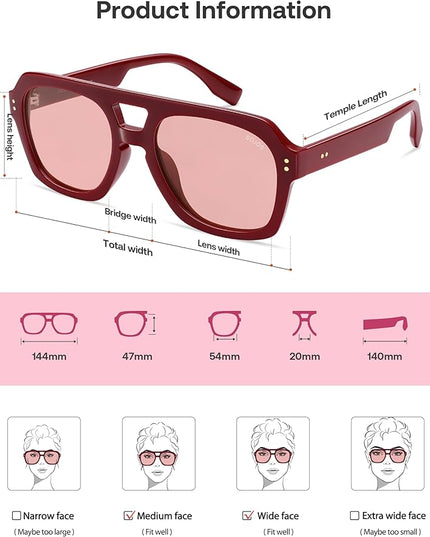 SOJOS Retro Thick Polarized Aviator Sunglasses for Women Men, Large Trendy Bold Square Pilot Shades SJ2385